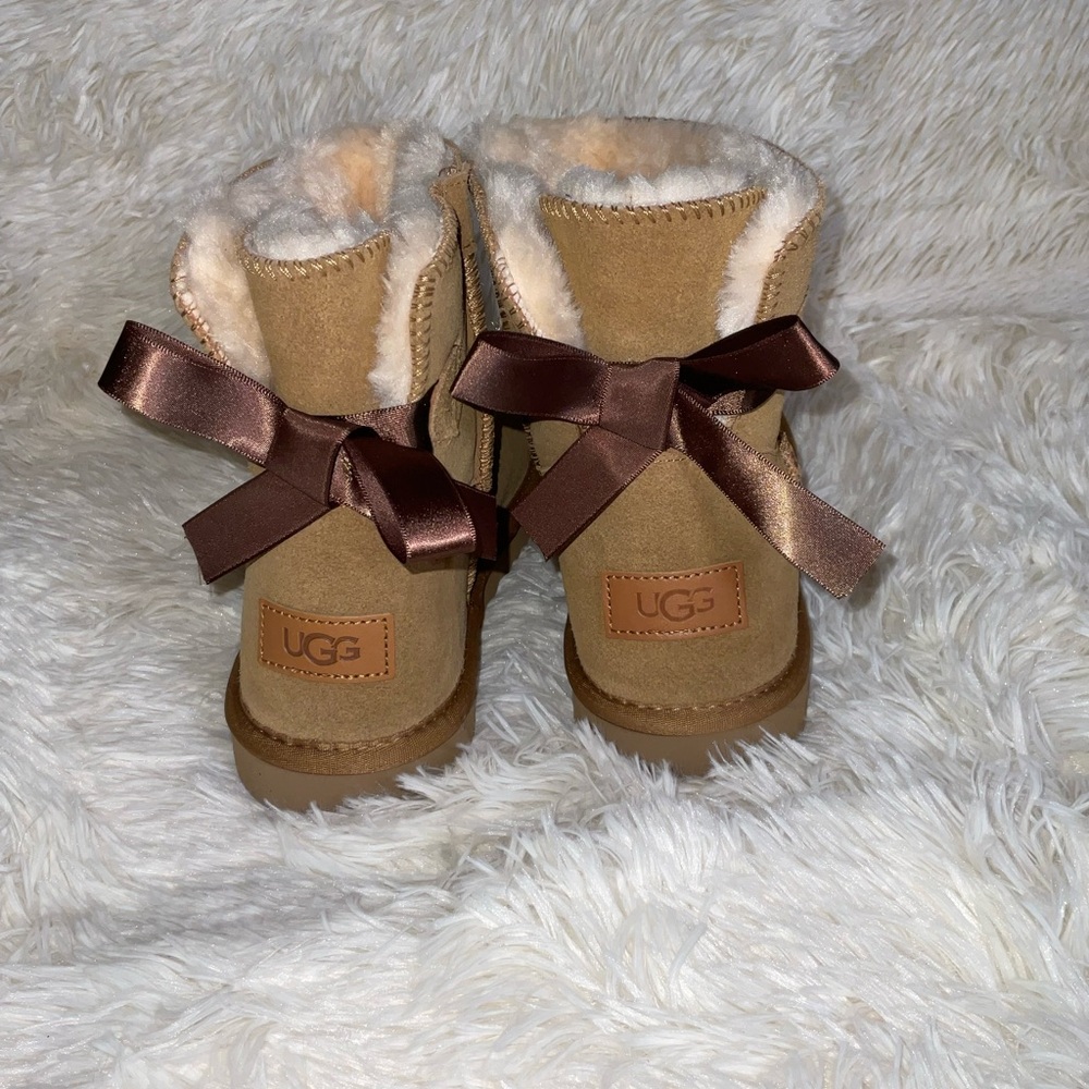 UGG Tan Boots with Chocolate Ribbon